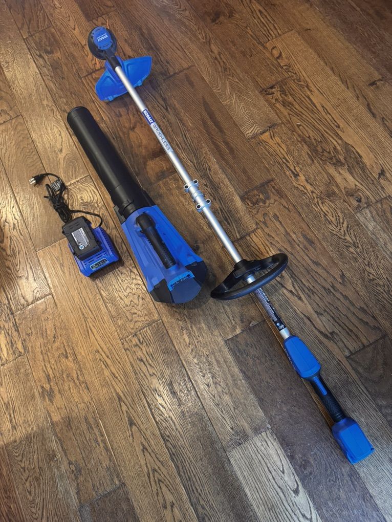 Kobalt 24V Cordless Battery String Trimmer & Leaf Blower + 4 AH Battery +Charger