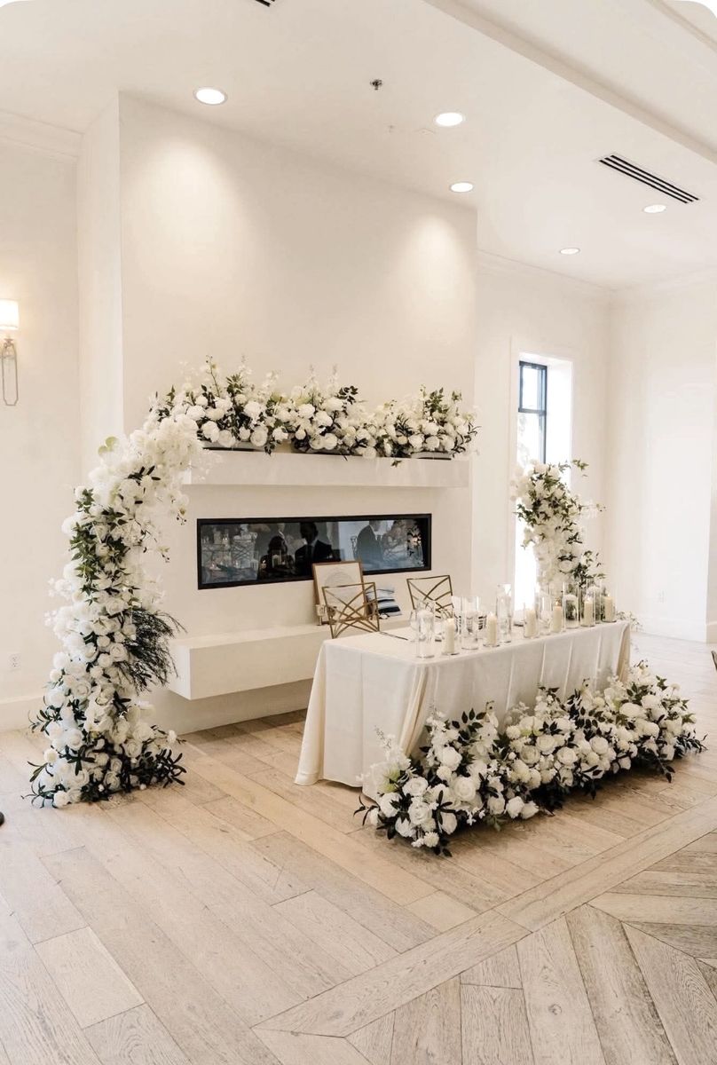 Luxury White Wedding Floral Arch & Ceremony Flowers Package | Full-Service Rental