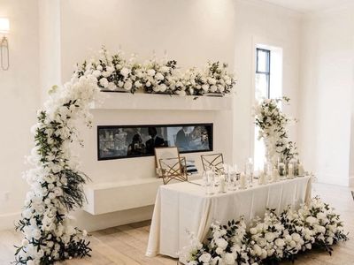 Luxury White Wedding Floral Arch & Ceremony Flowers Package | Full-Service Rental