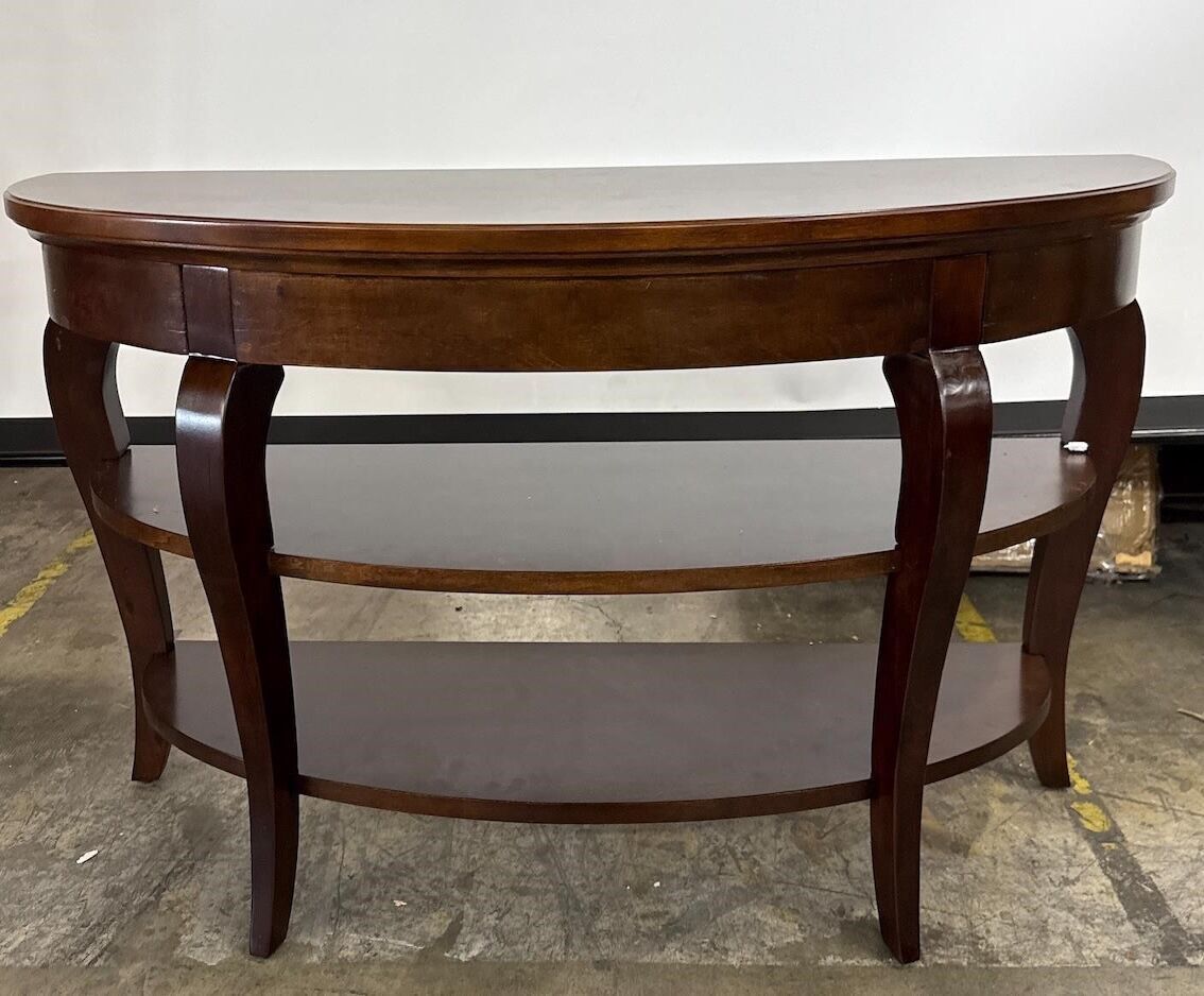 48 inch sold wood TV stand, brown, with 2 shelves, Half coffee or credenza table