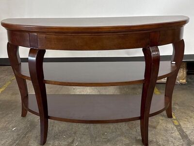 48 inch sold wood TV stand, brown, with 2 shelves, Half coffee or credenza table