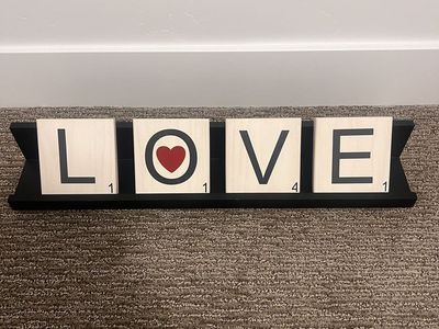 Love block scrabble letters with shelf