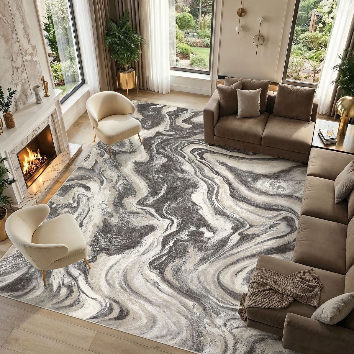 NEW 10'x12' Area Rugs for Living Room, Washable Non-slip Soft Indoor Modern Abstract Vintage Rug