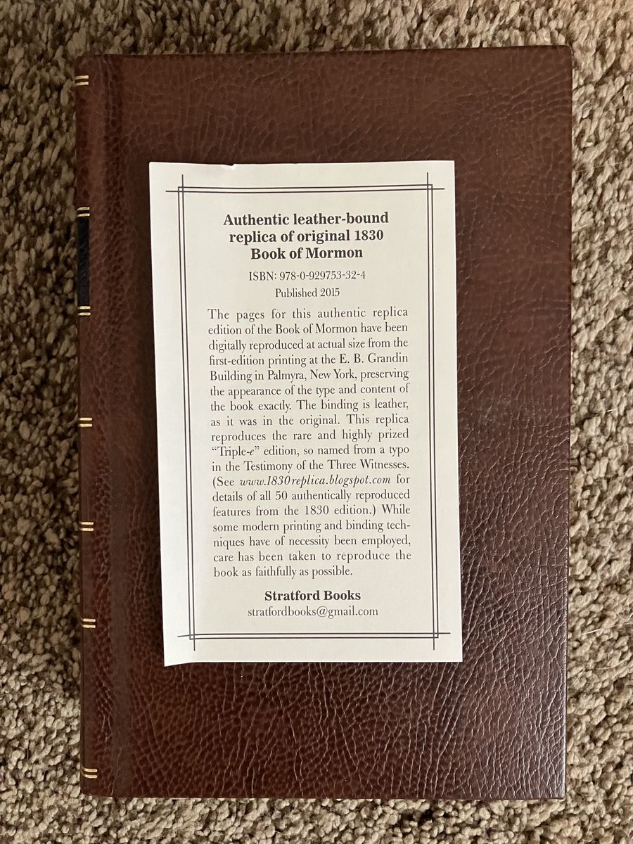 1830 First Edition Replica Book of Mormon