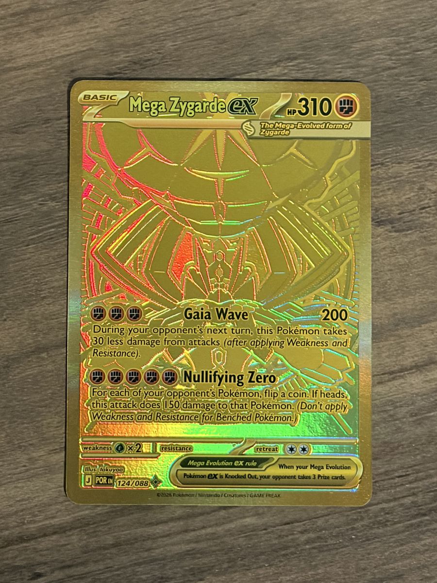 Pokemon Gold Card Mega Zygarde EX 310 HP Basic Full Art Collectible TCG