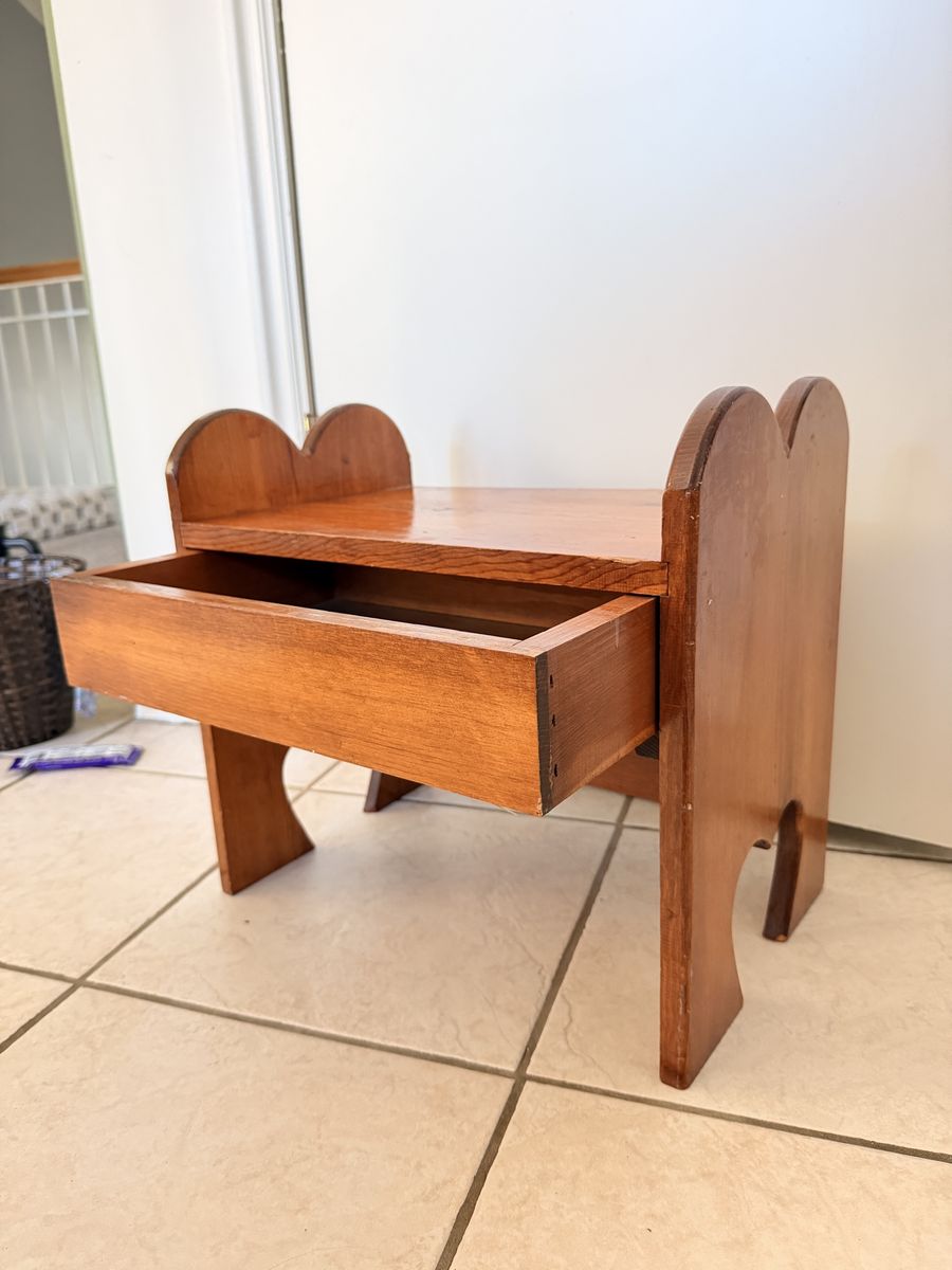 Vintage Wooden Children's Step Stool / bench with Storage Drawer