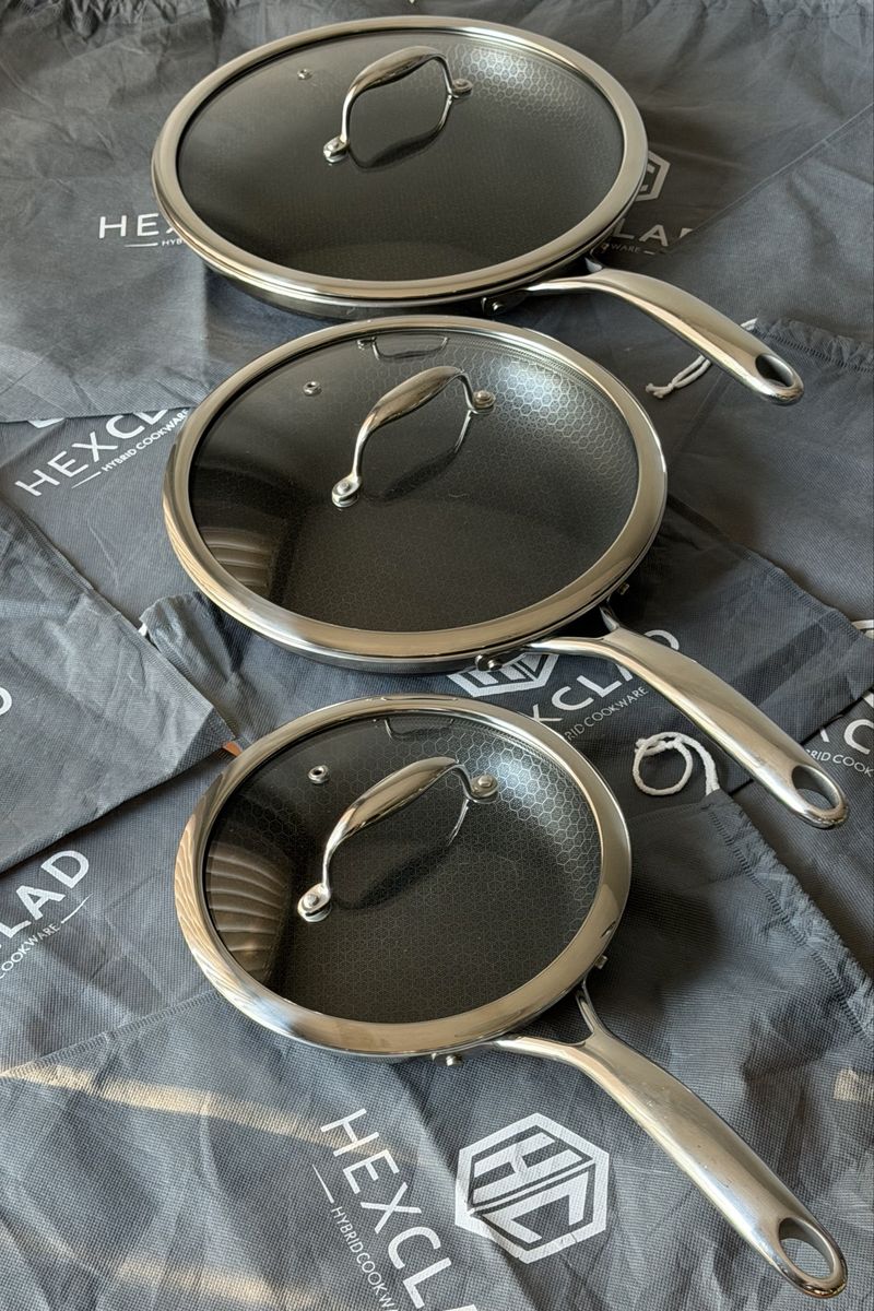 HexClad 12-Piece Hybrid Cookware Set w/ Lids & Dust Bags