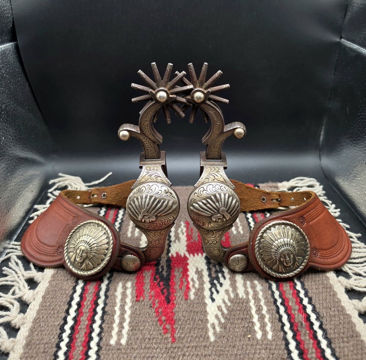 Rare Vintage 101 Ranch Sterling Overlay Spurs