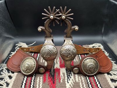 Rare Vintage 101 Ranch Sterling Overlay Spurs