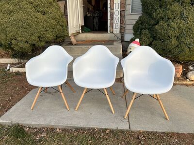Mid Century Modern Eames Style Chair White Wood L