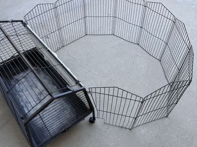 Large Pet Playpen / Exercise Pen with Rolling Cage - Indoor/Outdoor Enclosure
