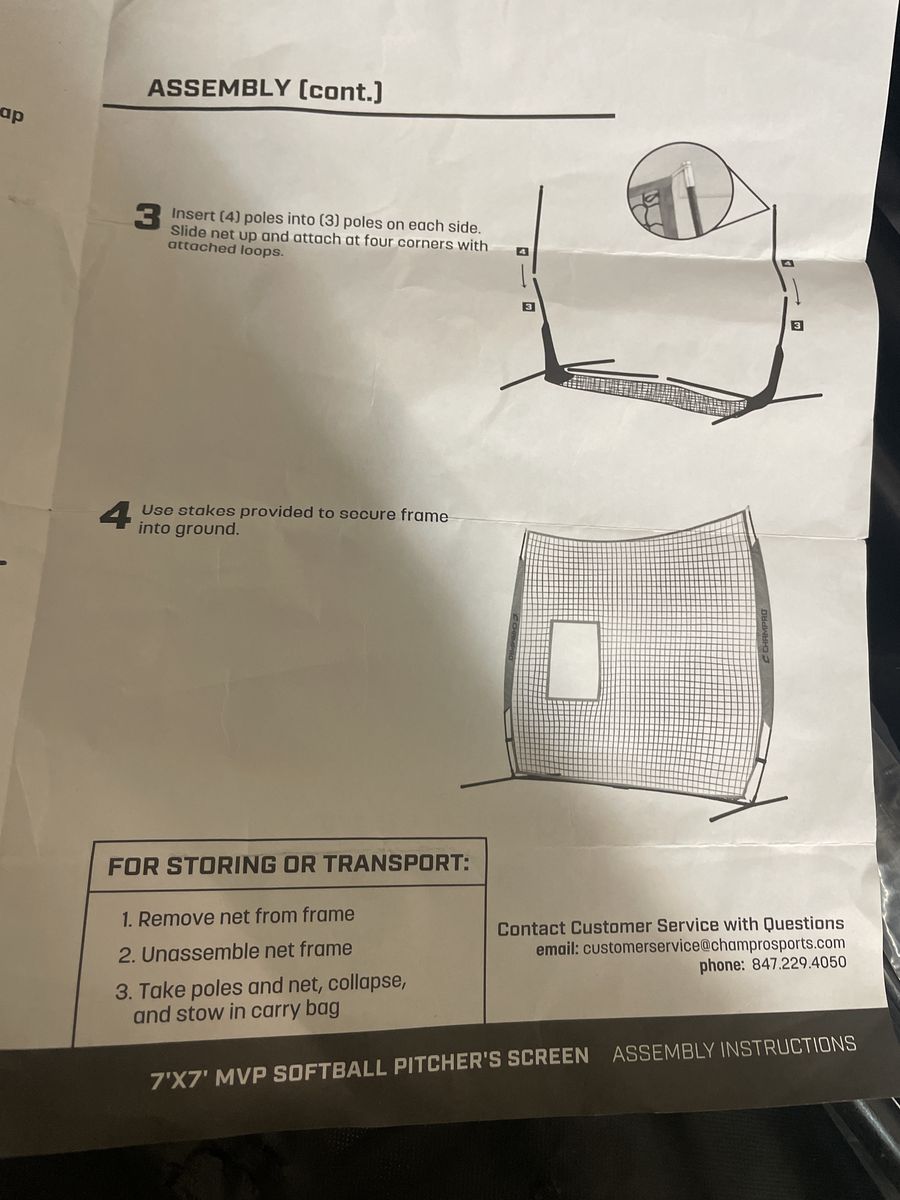 Champro 7x7 MVP Softball Pitcher Screen Frame Only Net Missing New