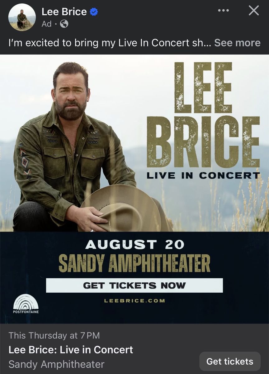 Two GA tix to Lee Brice