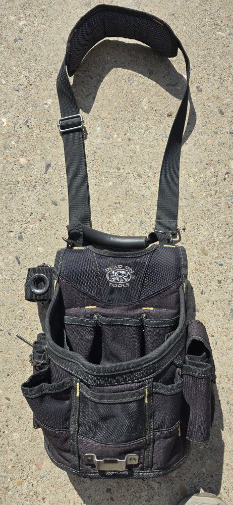 Dead On Tools Pro Electrician's Pouch w/ Suspenders - Heavy Duty Work Belt Tool Bag