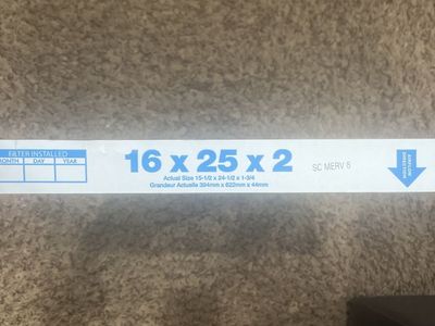 16x25x2 Furnace Air Filters - MERV 8, Case of 12