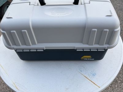 Plano Fishing Tackle Box Storage Organizer with 2 Cup Holders - Gray/Dark Gray