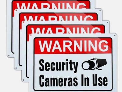 4 Pack Video Surveillance Warning Signs Aluminum Security Camera Signs 10 x 14