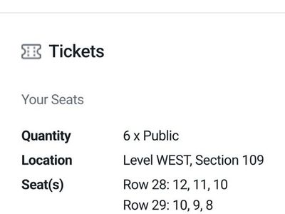 6 Stadium of fire tickets. Sold together.