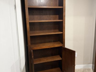 Two Wood Bookshelves with bottom cabinet