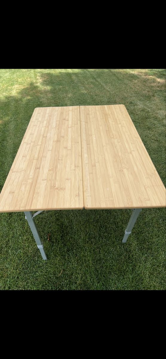KingCamp Bamboo 10072 Portable Folding Camp Table - 48" x 24" Adjustable Height