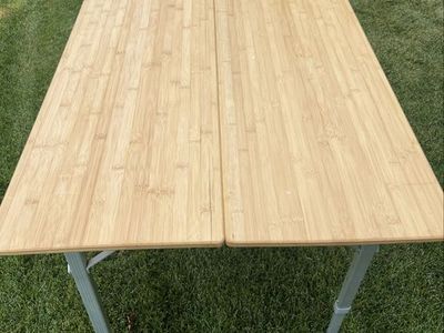 KingCamp Bamboo 10072 Portable Folding Camp Table - 48" x 24" Adjustable Height