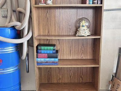 Wood Grain Laminate Bookcase - 5-Shelf Storage Unit, Versatile Home Office Furniture
