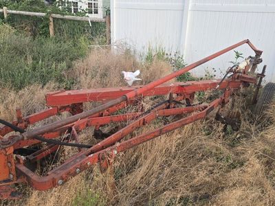 Vintage Red 4-Bottom Tractor Moldboard Plow Farm Implement