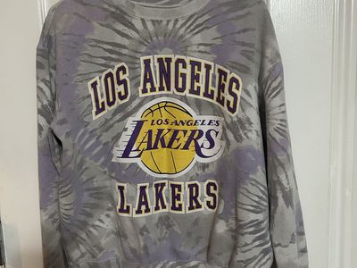 Officially Licensed Los Angeles Lakers Tie-Dye Sweatshirt & Joggers Set - Purple/Gray, Men's Medium