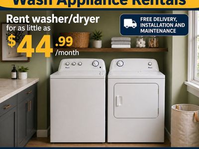Washer/Dryer sets for rent as low as 44.99 a month at Washappliancerentals.com