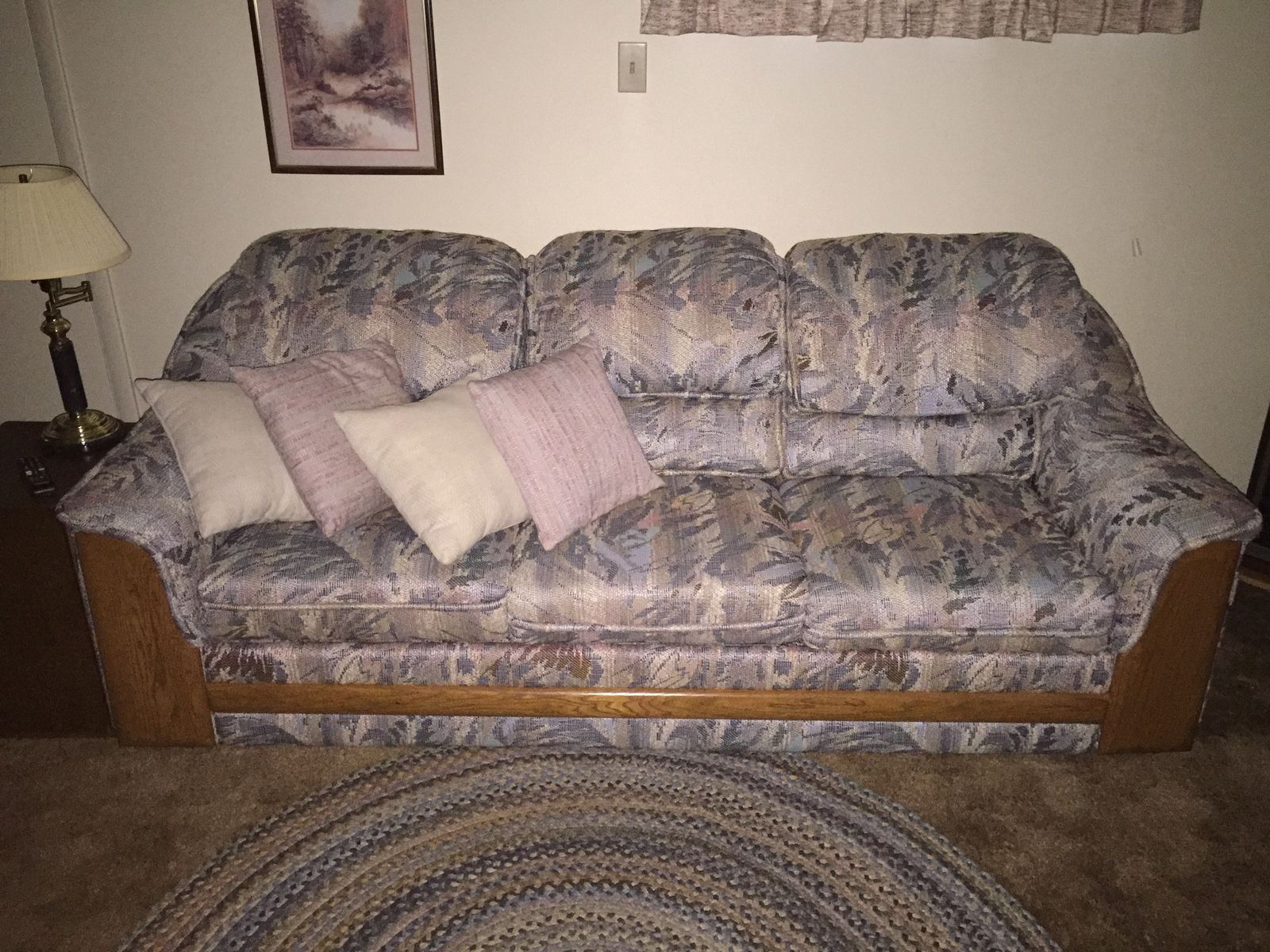 Simmons Hide-A-Bed Floral Sleeper Sofa with Solid Wood Trim