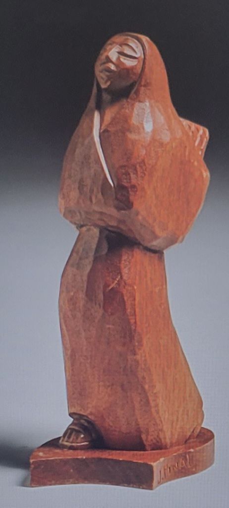 Hand-Carved Modernistic Wood Figure by Jose Pinal (1913-1983)