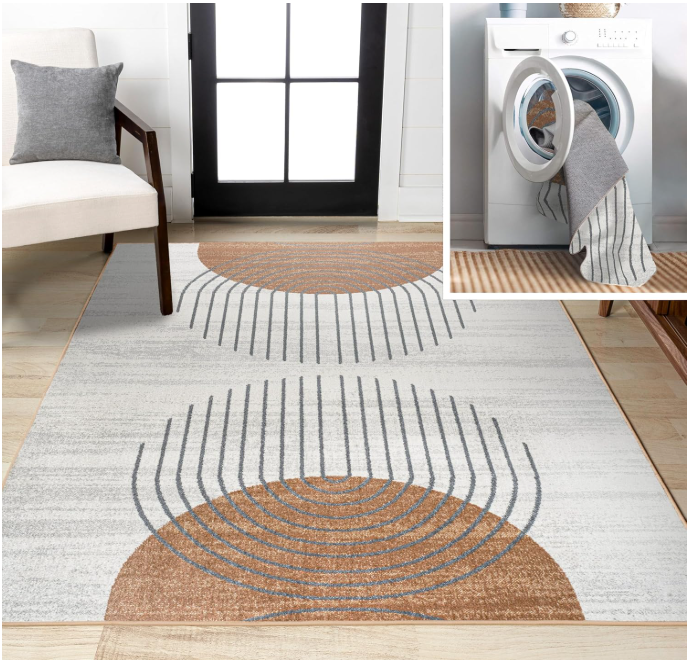 8x10 Modern Area Rug – Washable, Pet-Friendly – New