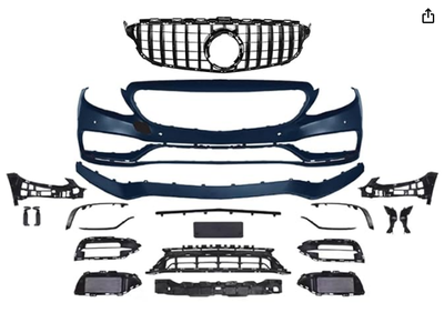 Front Bumper Cover Kit AMG Style Fits 2015-2021 Mercedes Benz W205 C Class