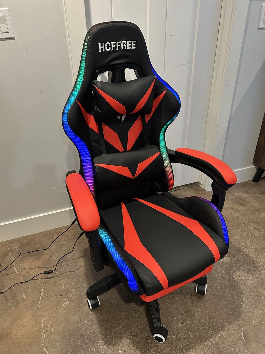 New Hoffree Gaming Chair RGB LED Massage Speakers