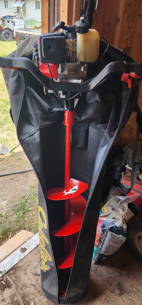 ice fishing tent and auger