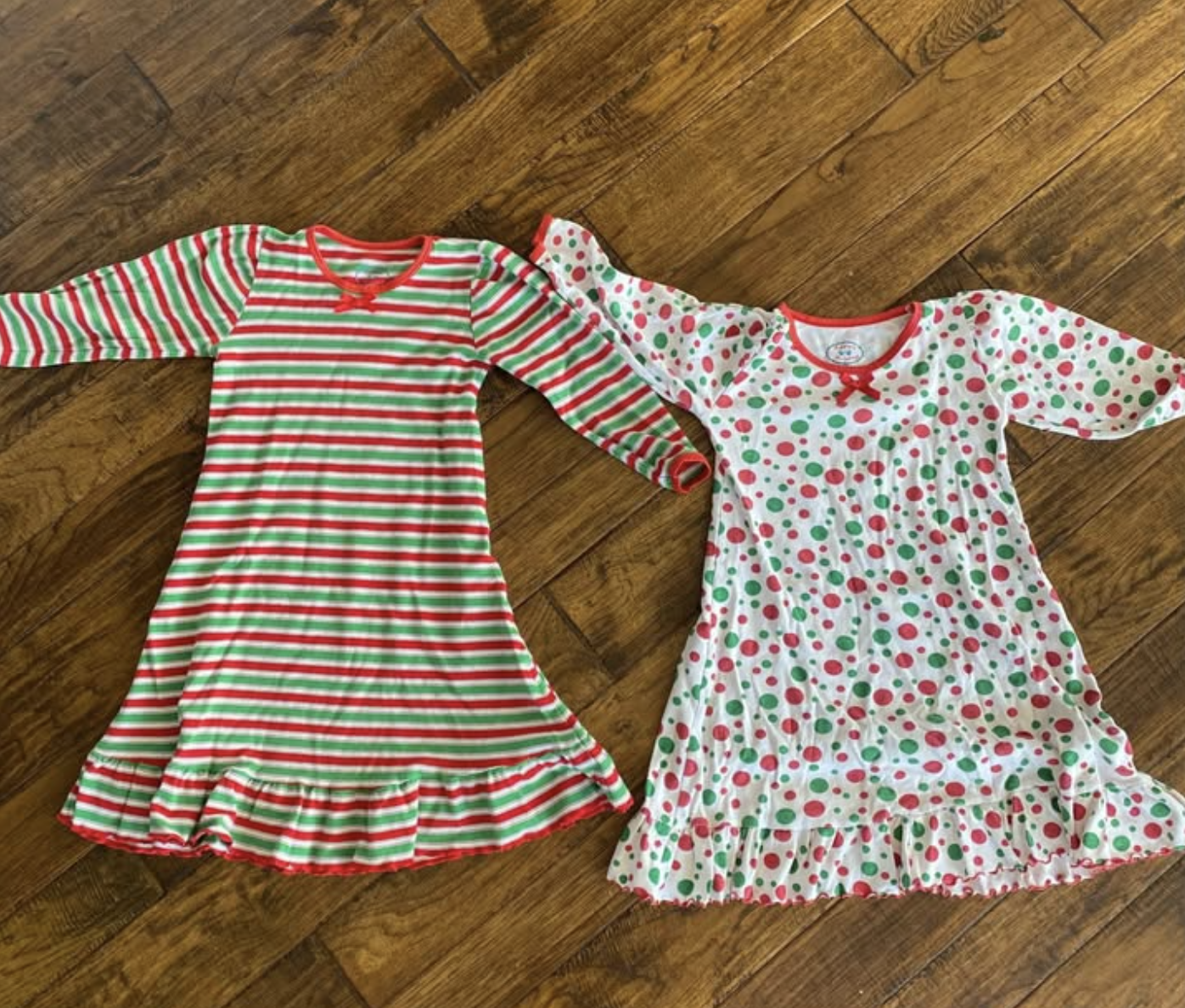 2 girls Christmas Pajama Dresses size 5