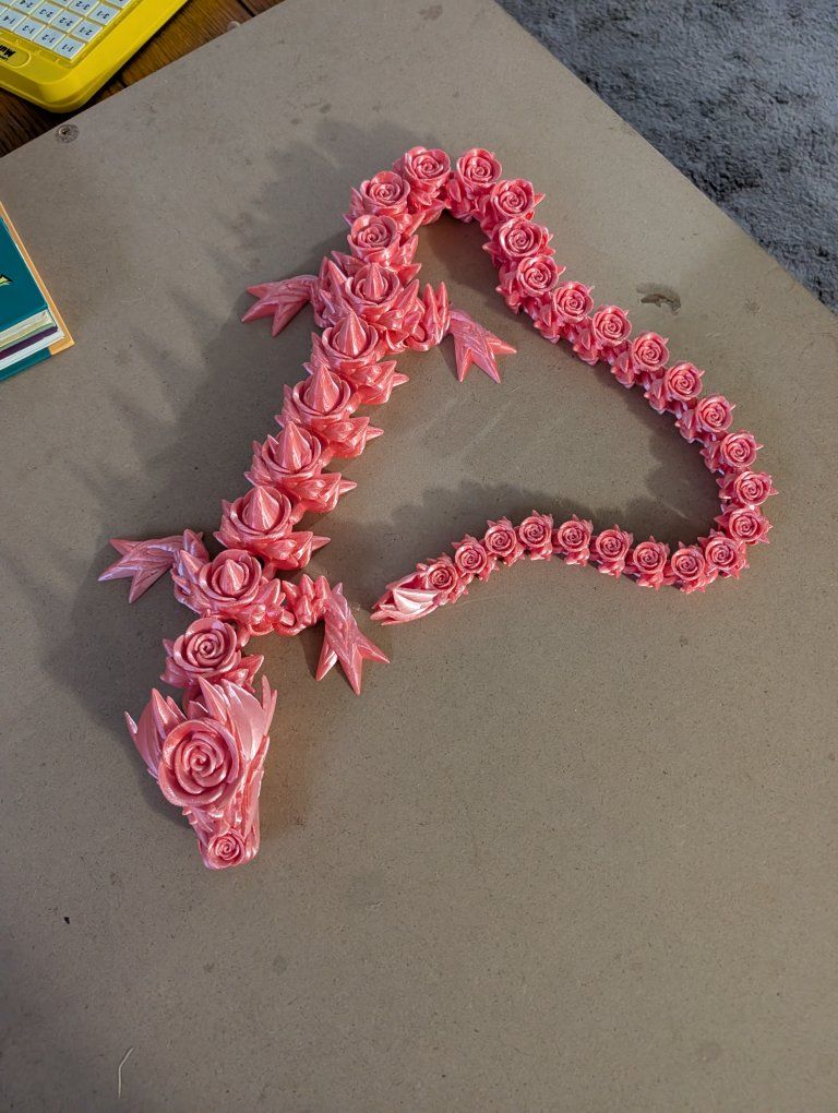 Pink Rose Dragon Articulated 3D Printed Figurine