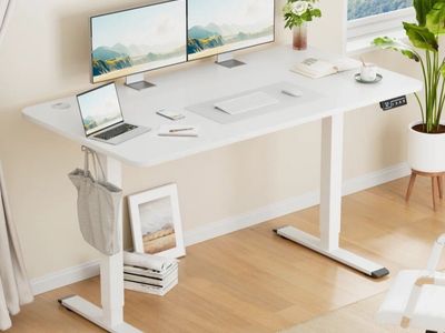 Electric Standing Desk with Industrial-Grade Lift Mechanism, White