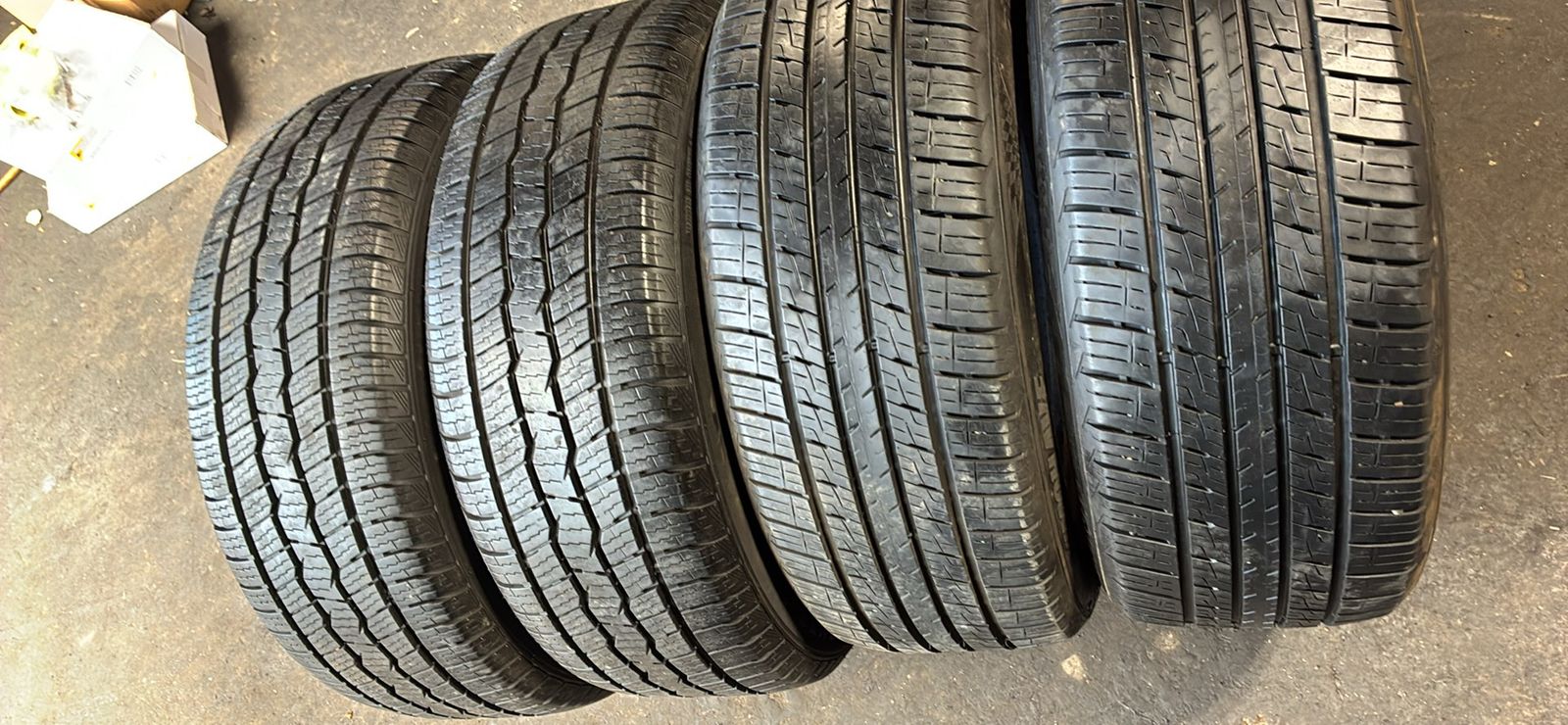 Set of 4 Used All-Season Tires with Good Tread 2 pair p235-55-18 free install valance 