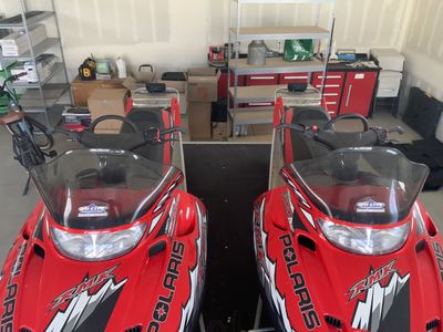 Snowmobiles and trailer