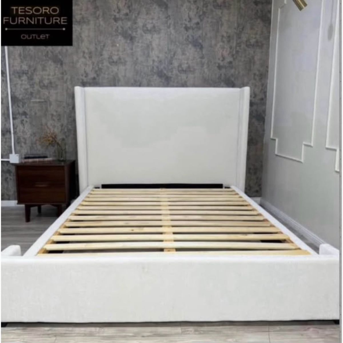 ABBYSON CREAM QUEEN BED WE OFFER DELIVERY