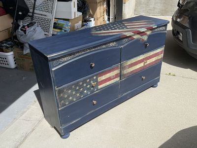 Renewed Custom American Flag Distressed Dresser