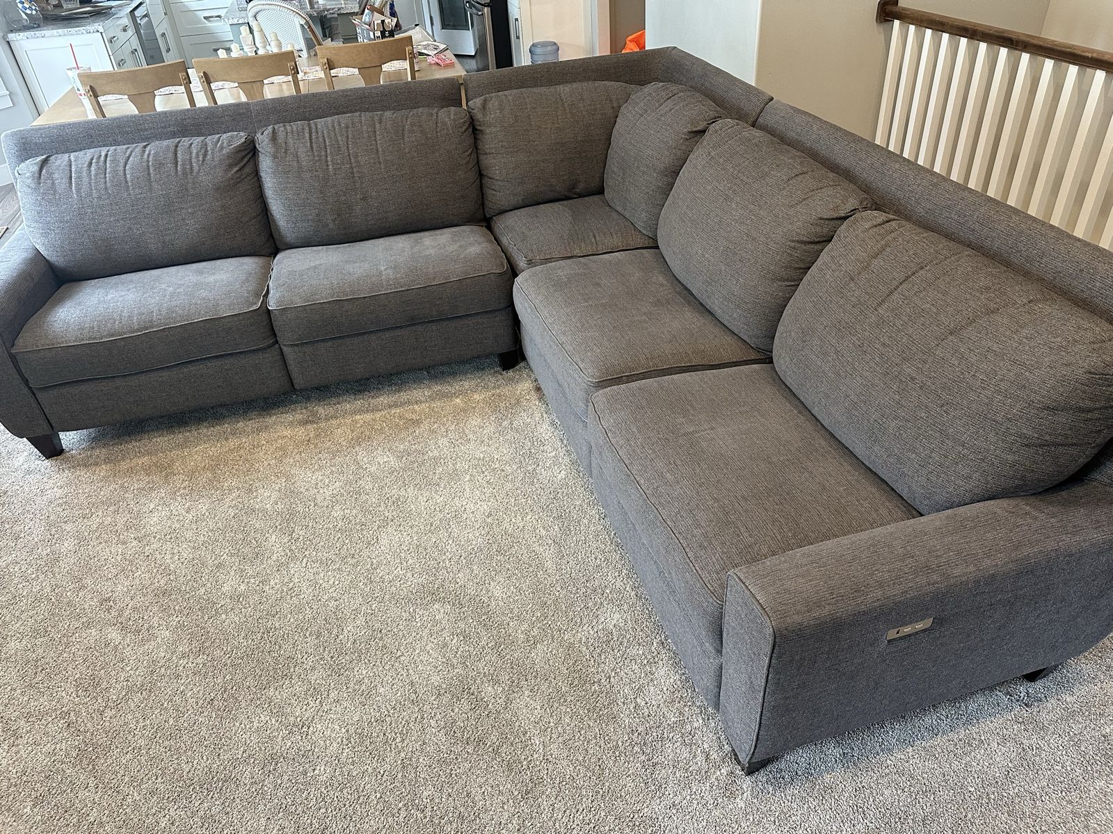 La-Z-Boy   L Shaped Sectional Couch in Good Condition With Recliners and USB