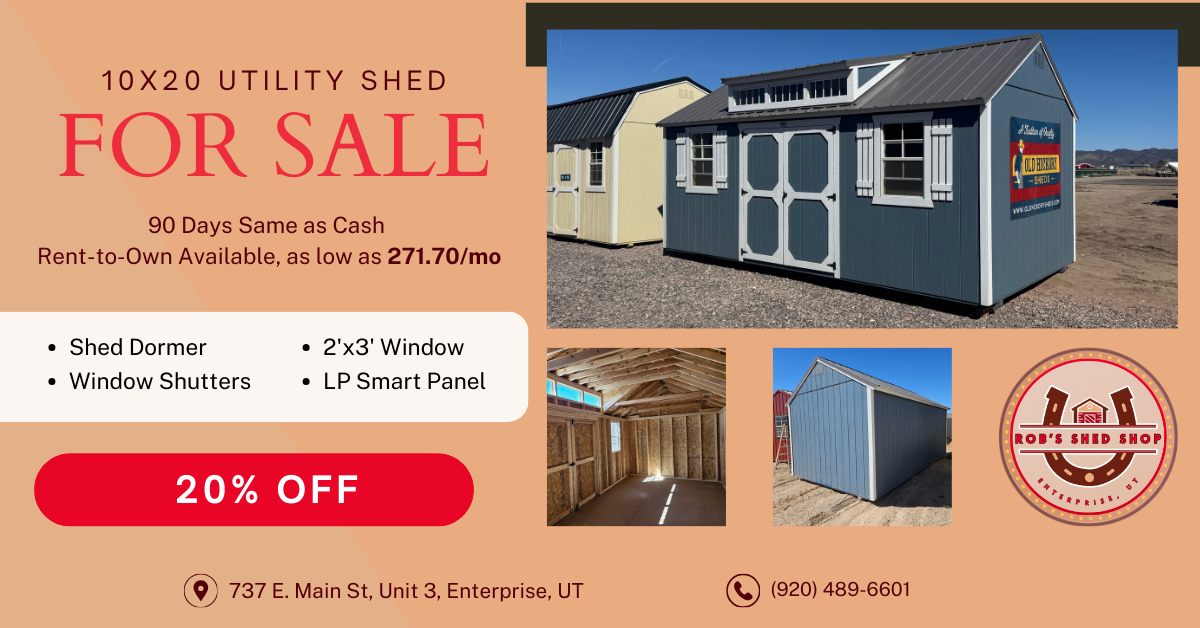 10' x 20' Utility Shed w/Dormer