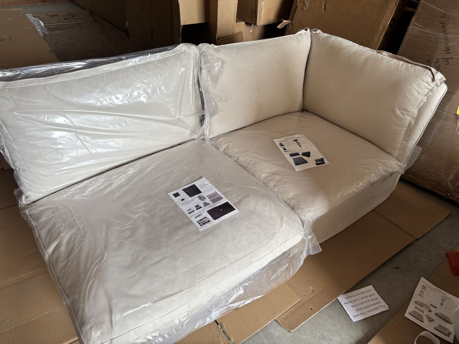 NEW Magic Home Modular Cloud Sofa - 3 Piece Linen Sectional (Beige) - 1 In Box