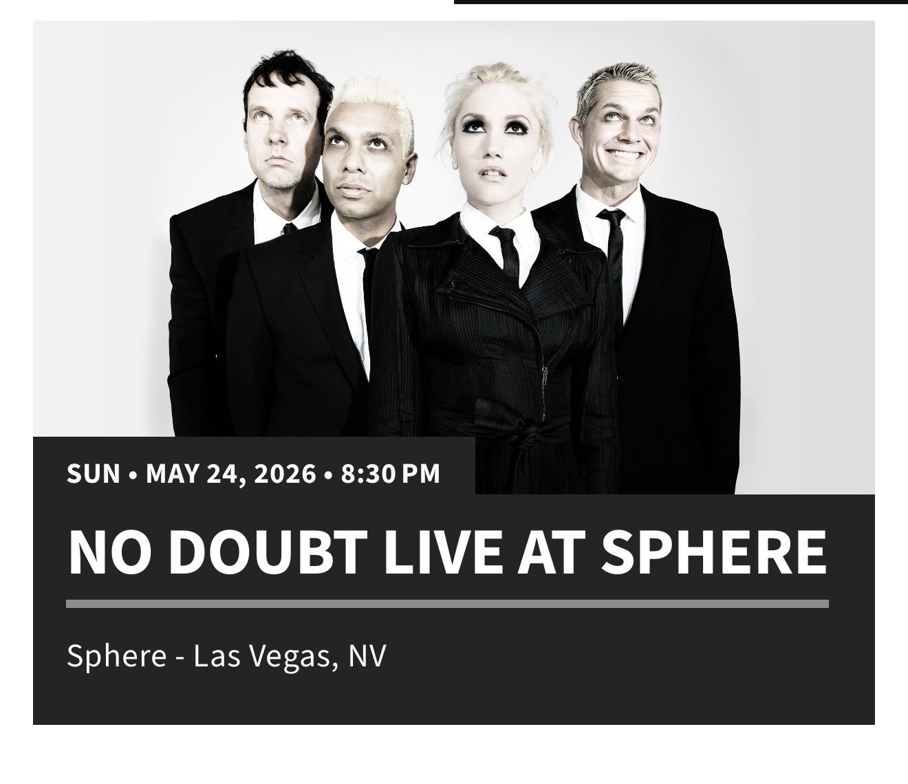 No Doubt Tickets-Sphere, Las Vegas 5/24