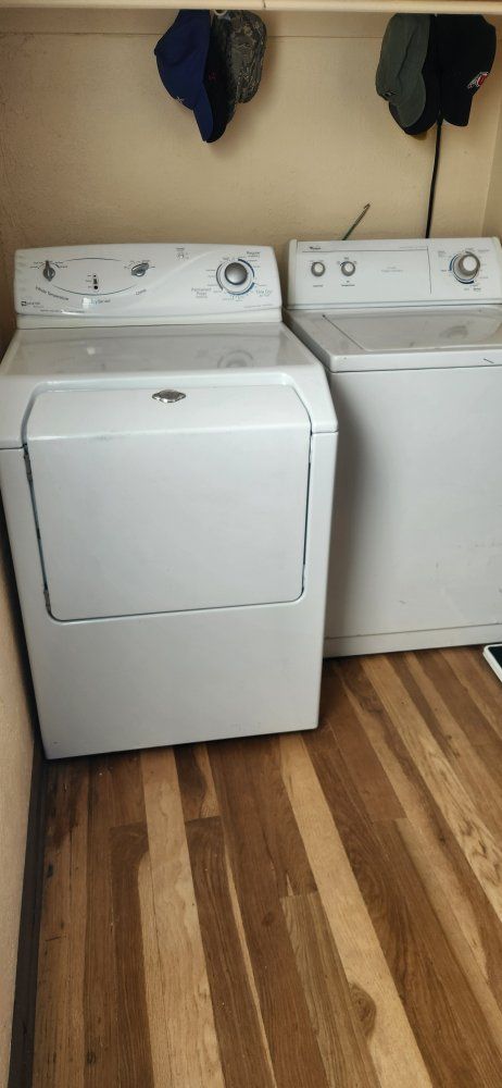 Maytag Electric Dryer and Whirlpool Top-Load Washing Machine Set - White