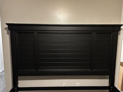 King Size Black Slat Style Panel Headboard & Bed Frame - Elegant Bedroom Furniture