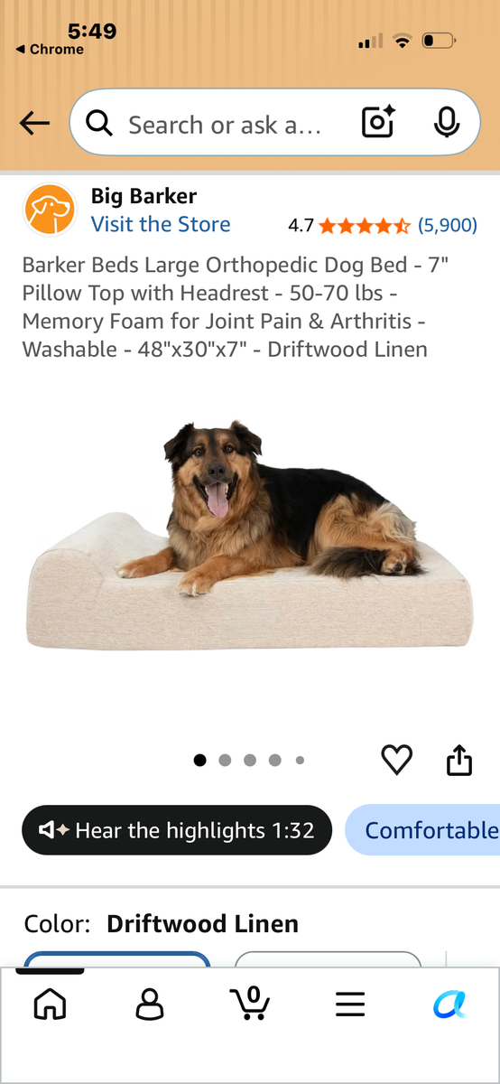 Big Barker Orthopedic dog bed