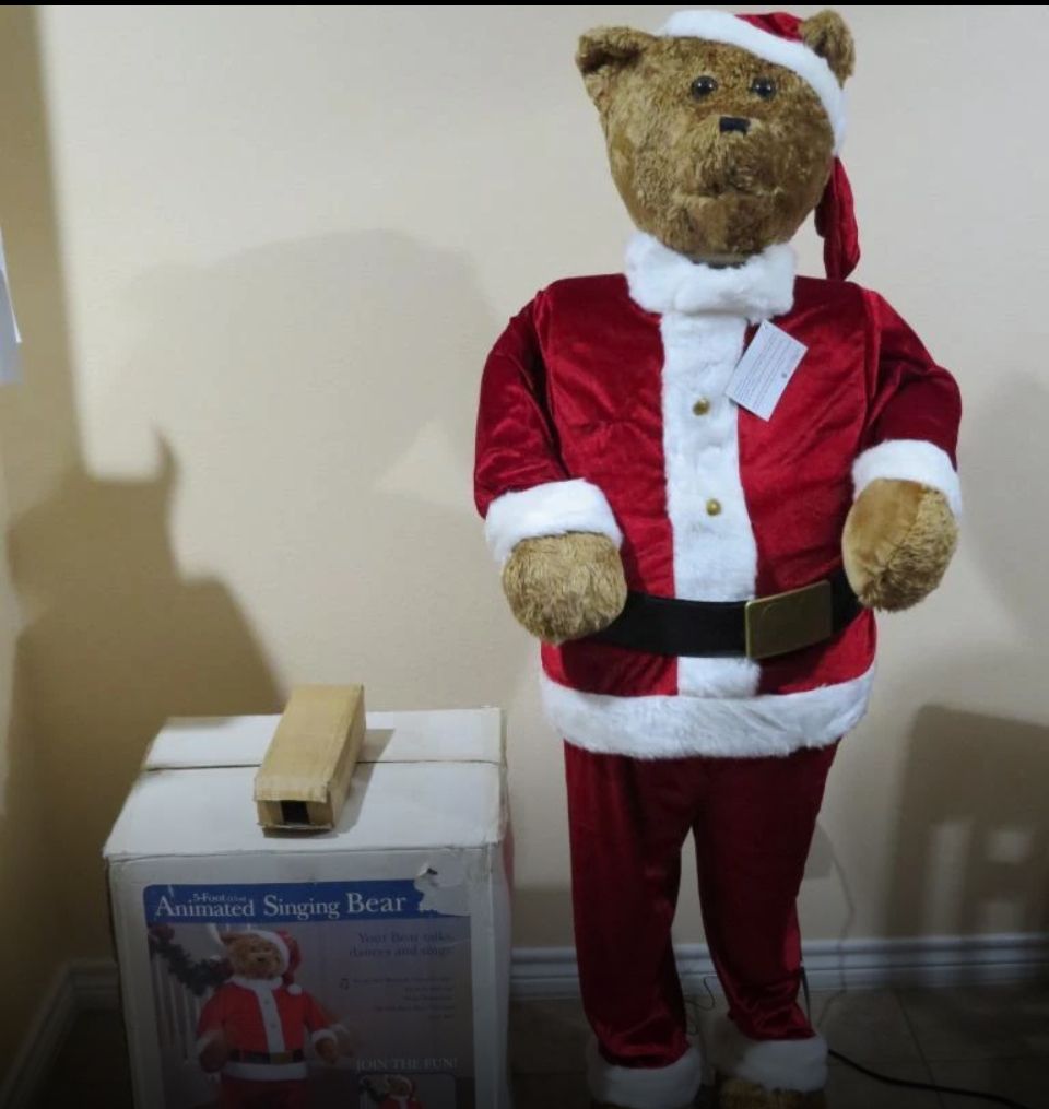 New Lifesize Dancing Santa Bear Christmas Decor